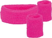 Boland - 3 Zweetbandjes neon roze Roze,Neon - Één maat - Volwassenen - Unisex - 80's & 90's - Disco- Sport