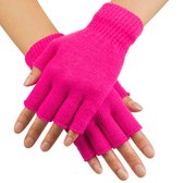 Gants d'habillage sans doigts pour adultes - Rose fluo - Unisexe - Tricotés - Années 80/80 - Gant rose fluo sans doigts - Pour femmes et hommes