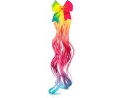 Foto: Boland hairextension regenboog multi steil lang vrouwen eenhoorn fantasy unicorn pride progress