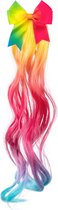 Extension de hair' habillage arc-en-ciel avec nœud sur clip 33 cm - Faux cheveux colorés sur clip - Accessoire d'habillage