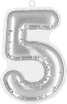 Boland - Folieballon sticker '5' zilver Zilver - Geen thema - Verjaardag - Jubileum - Raamsticker