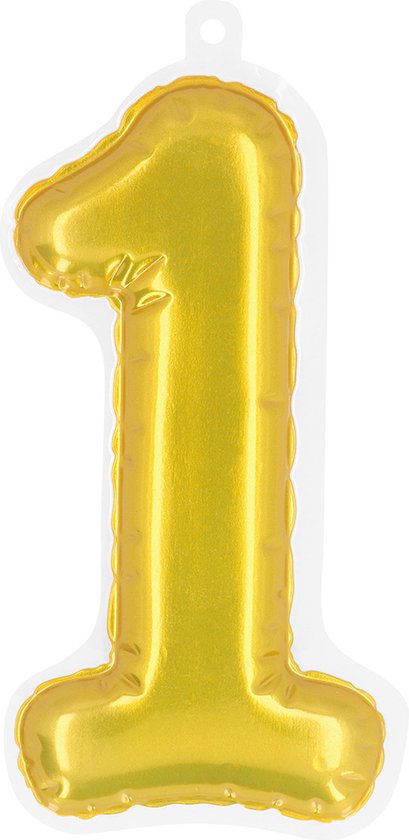 Boland - Folieballon sticker '1' goud Goud - Black & Gold - Black & Gold - Verjaardag - Jubileum - Raamsticker - NYE