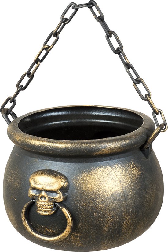 Heksenketel - zwart - D10 cm - kunststof - halloween - horror - kookpot