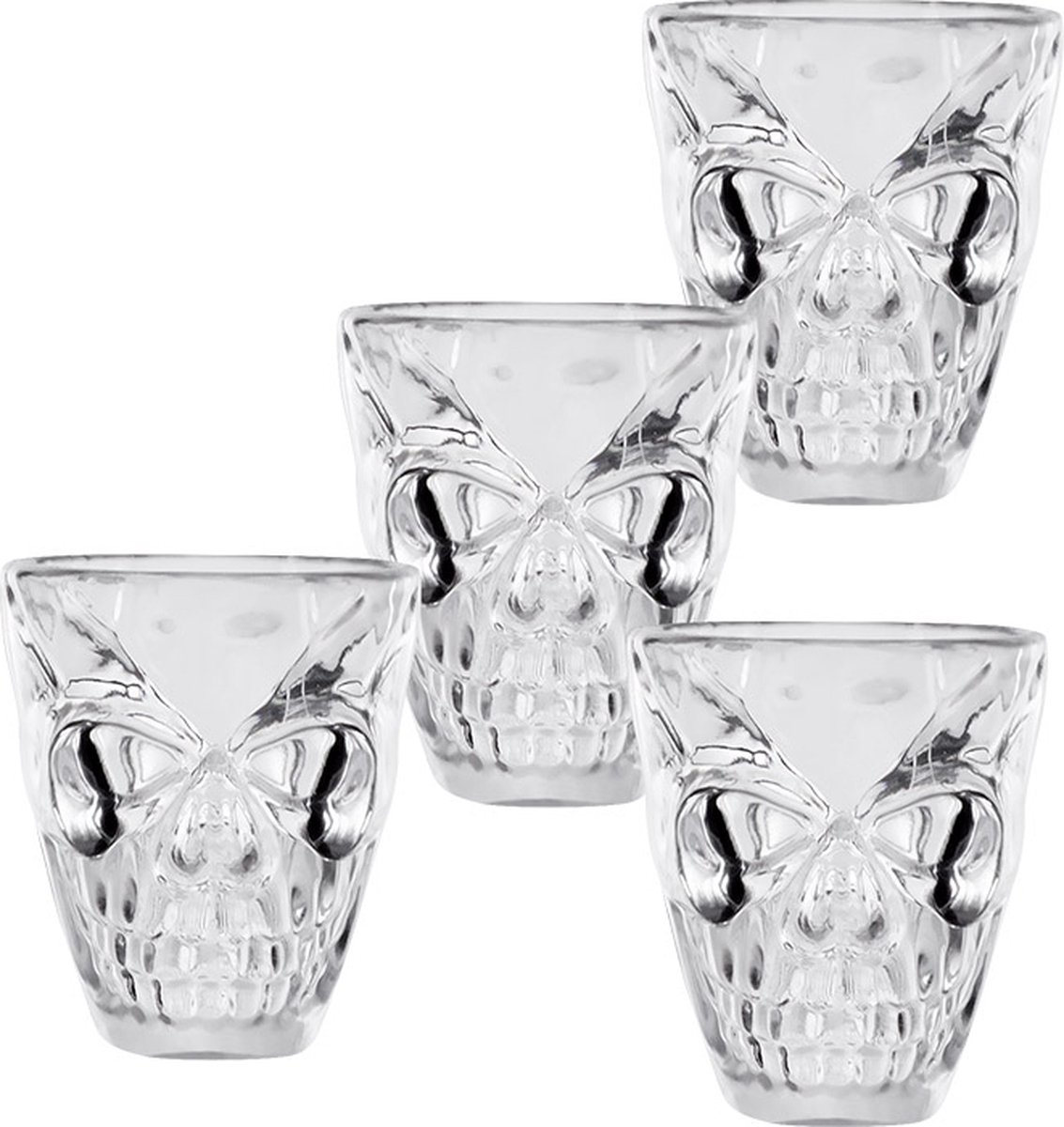 Boland - Set 4 plastic shotglaasjes Schedel - Horror - Horror