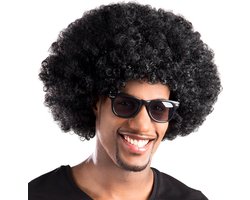 Boland - Pruik Groove zwart Zwart - Afro - Kort - Unisex - Danser/danseres - 70's, 80's & 90's - Disco