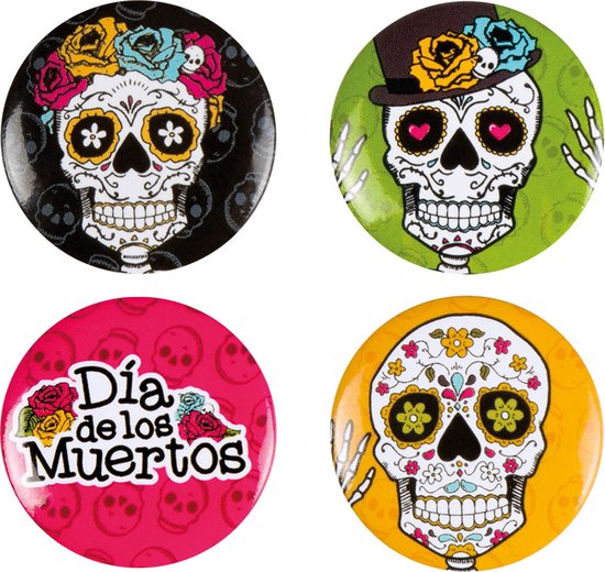 Boland Dia De Los Muertos Teller – 6 Stück, 23 Cm, Schwarz, Für Halloween, Mottopartys & Feste