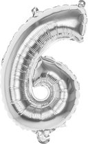 Boland - Folieballon '6' zilver (66 cm) 6 - Zilver - Cijfer ballon