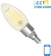 Lampe bougie E14 4.5W WiFi + Bluetooth CCT 2700K-6500K | Lampe intelligente C35 - blanc chaud - filament blanc lumière du jour LED ~ 470 Lumen - verre clair - 230 Volt