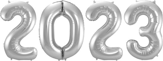Ballon Cijfer 2023 Oud En Nieuw Versiering Nieuw Jaar Feest Artikelen Zilveren Happy New Year Ballonnen Zilver – XL Formaat