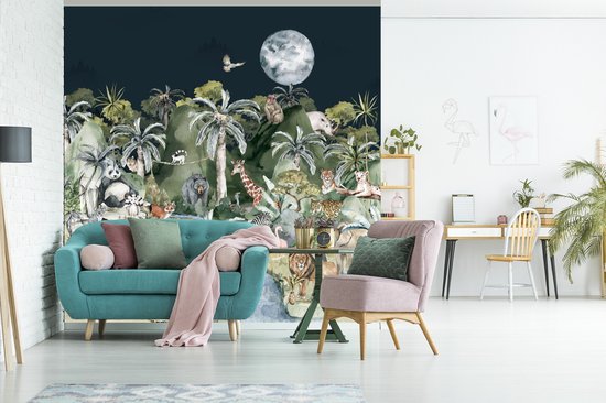 Papier Peint - Papiers Papier peint photo Décoration Jungle - Enfants - Animaux - Largeur 300 cm x Hauteur 300 cm