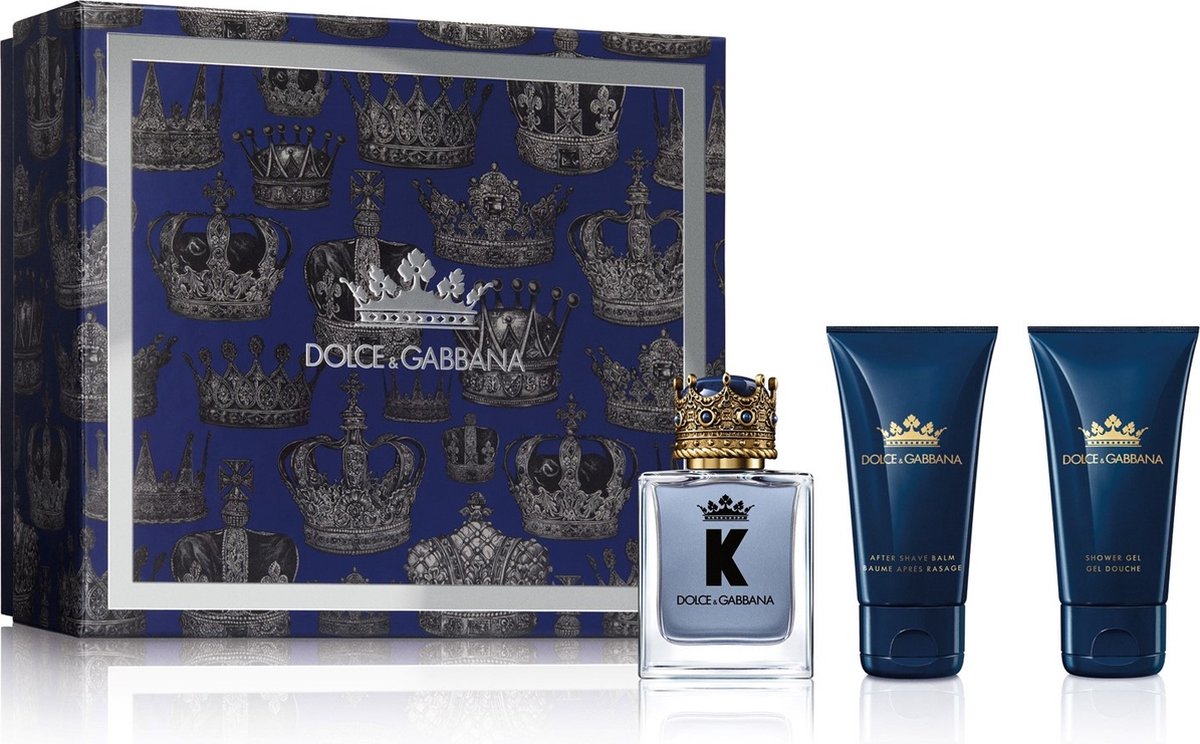 Dolce & Gabbana K Giftset - 50 ml eau de toilette spray + 50 ml showergel + 50 ml aftershave balm - cadeauset voor heren
