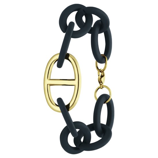 Lucardi Dames Donkergroene armband met stalen goldplated hanger - Armband - Staal - Goudkleurig - 20 cm