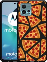 Motorola Moto G72 Hoesje Zwart Pizza Party - Designed by Cazy