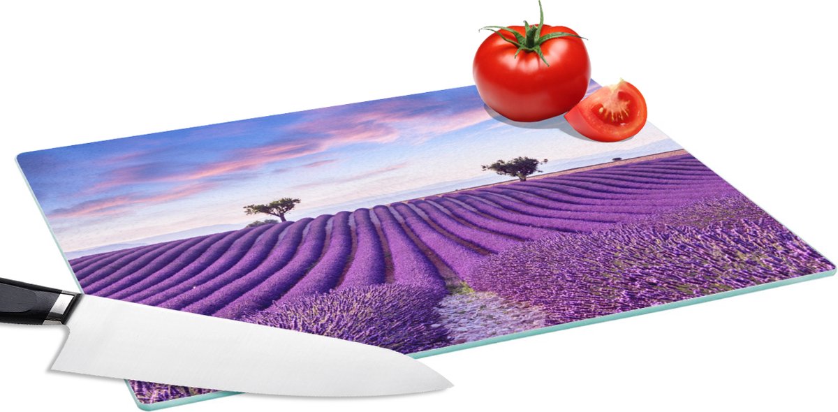 Glazen Snijplank - 39x28 - Lavendel - Natuur - Paars - Bomen - Bloemen - Snijplanken Glas