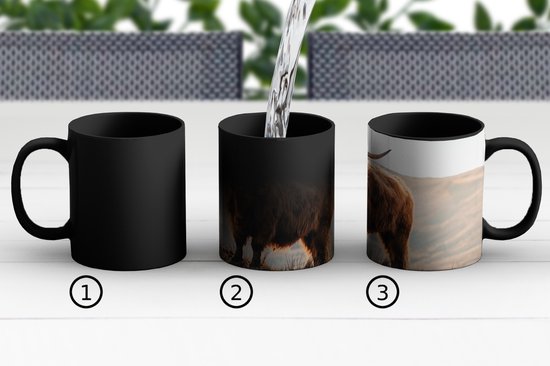 Mug Magique - Photo sur Mugs Chauffants - Tasse à Café - Highlander écossais - Animaux - Rural - Paysage - Vache - Nature - Mug Magic - Tasse - 350 ML - Tasse à Thé