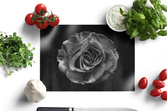 Planche à découper en Verres - 28x20 - Fleurs - Rose - Zwart - Wit - Botanique - Planches à découper en Glas