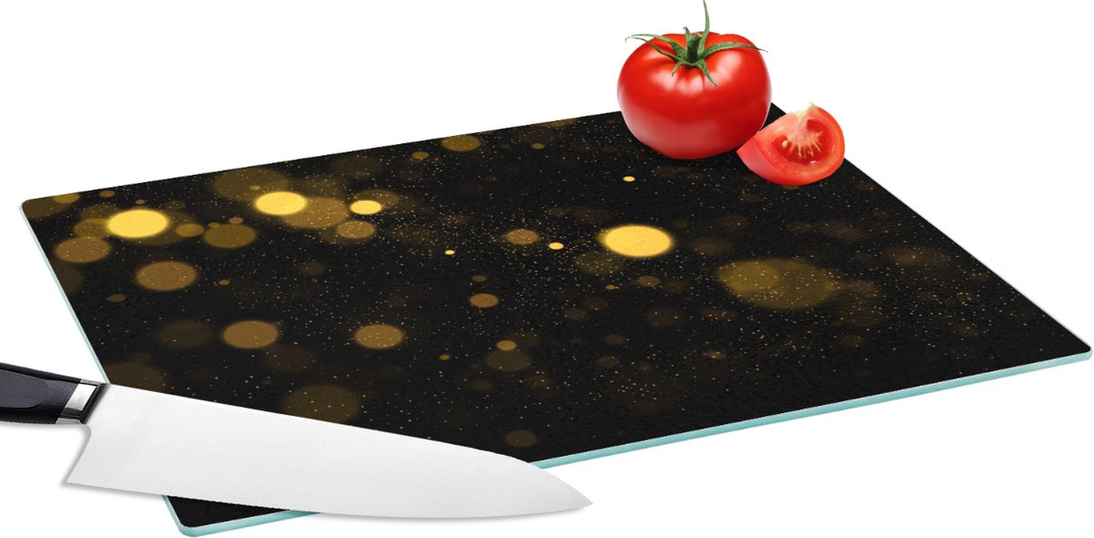 Glazen Snijplank - 39x28 - Goud - Abstract - Luxe - Zwart - Snijplanken Glas