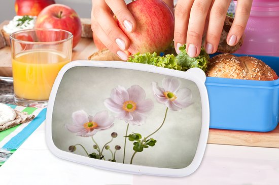 Lunch box Blauw - Lunch box - Boîte à pain - Fleurs - Nature morte - Peinture à l'huile - Coquelicot - Rose - 18x12x6 cm - Enfants - Garçon