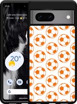 Google Pixel 7 Hardcase hoesje Orange Soccer Balls - Designed by Cazy