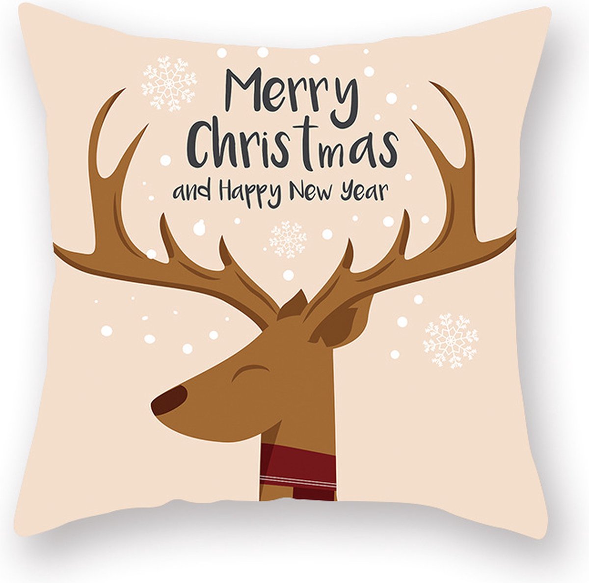 Without Lemon - Kerst Kussenhoes - Beige met Rendier - Kerst kussen - Kerstdagen - Feestdagen - Kerst - Decoratie - Woondecoratie - Kussenslopen - December - Cadeau