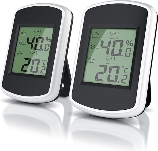 ThermoPro TP357 Kamer Thermometer Indoor Bluetooth Hygrometer Vochtigheidsmeter en Temperatuurmonitor met Smart App en Data-opname met Vochtigheidssensor voor Babykamer Kantoor, 2 Stuks