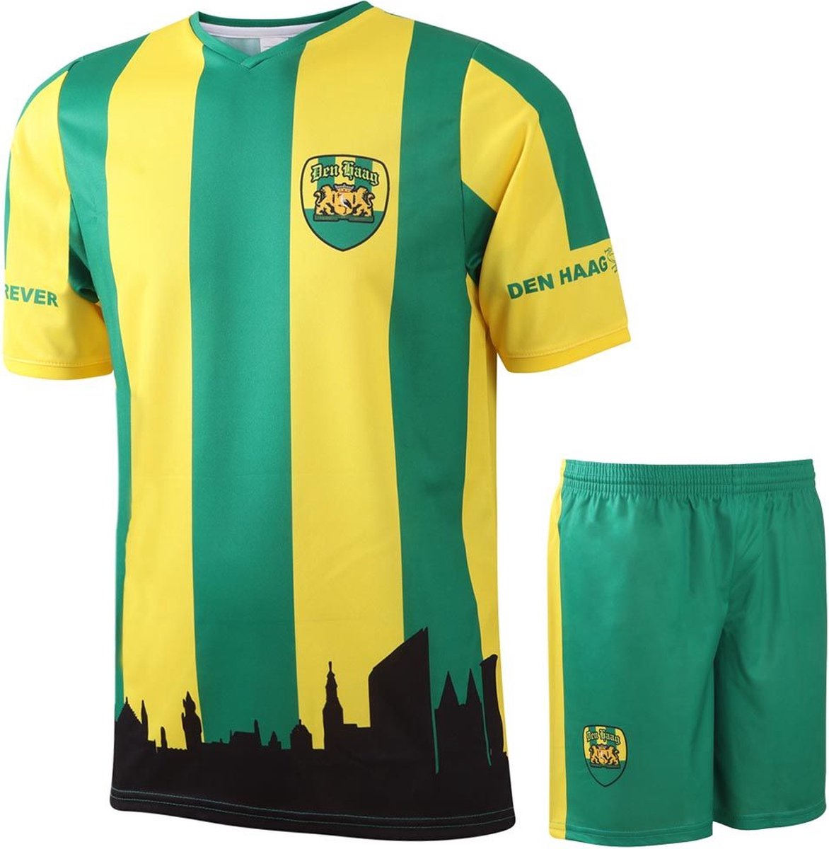 Den Haag Voetbaltenue Eigen Naam - Voetbal Tenue Kinderen - Shirt en Broekje - Jongens en Meisjes - Volwassenen - Heren en Dames - Maat S