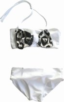 Taille 68 Bikini noeud panthère blanc imprimé animal Maillot de bain Bébé et enfant blanc