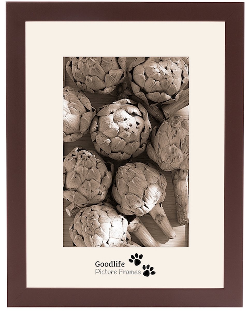 Houten Fotolijst Anitra Bruin - 11x15 - Anti-reflectie glas - 18 mm breed profiel - Goodlife Picture Frames