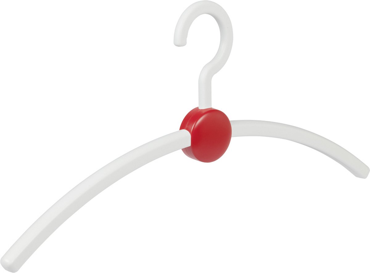 De Kledinghanger Gigant - 6 x Garderobehanger Point kunststof wit / rood, 45 cm