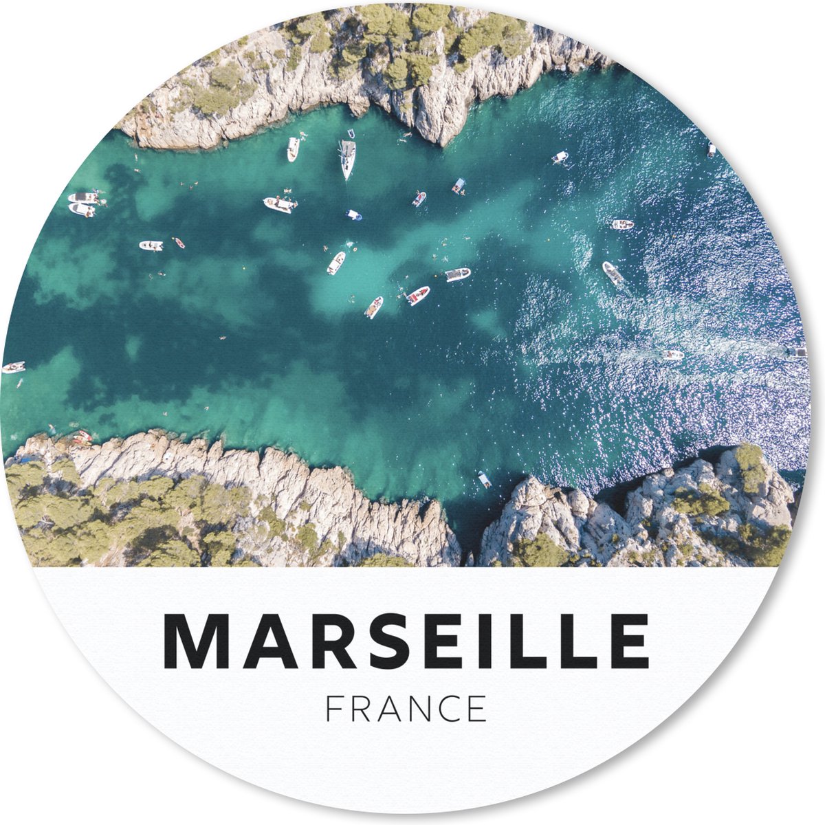 Muismat - Mousepad - Rond - Frankrijk - Marseille - Water - 30x30 cm - Ronde muismat
