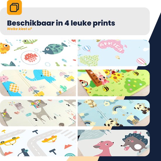 MIRO® Speelmat Baby Foam XL - Kruipmat - Opvouwbaar - Olifant & Aapje - Kinder Speelgoed 1 Jaar - Dubbelzijdig Speelkleed - Tummy Time - Babygym 180 x 200CM - Incl. Opbergtas van MIRO — afbeelding 4