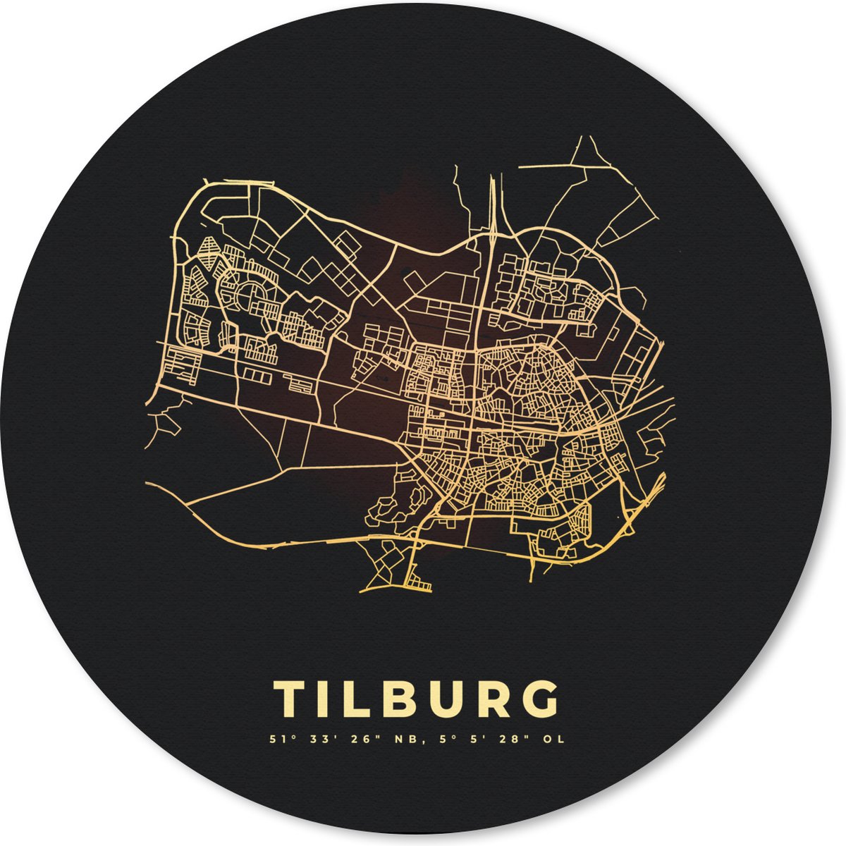 Muismat rond 30x30 cm - Mousepad Stadskaart - Tilburg - Plattegrond - Kaart - Ronde muismatten - Stadskaart