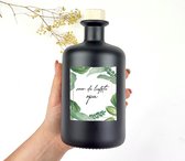 Opa - LEGE zwarte glazen fles - Opa cadeau - Cadeau opa - Ongevulde fles om te vullen naar wens - Jungle thema