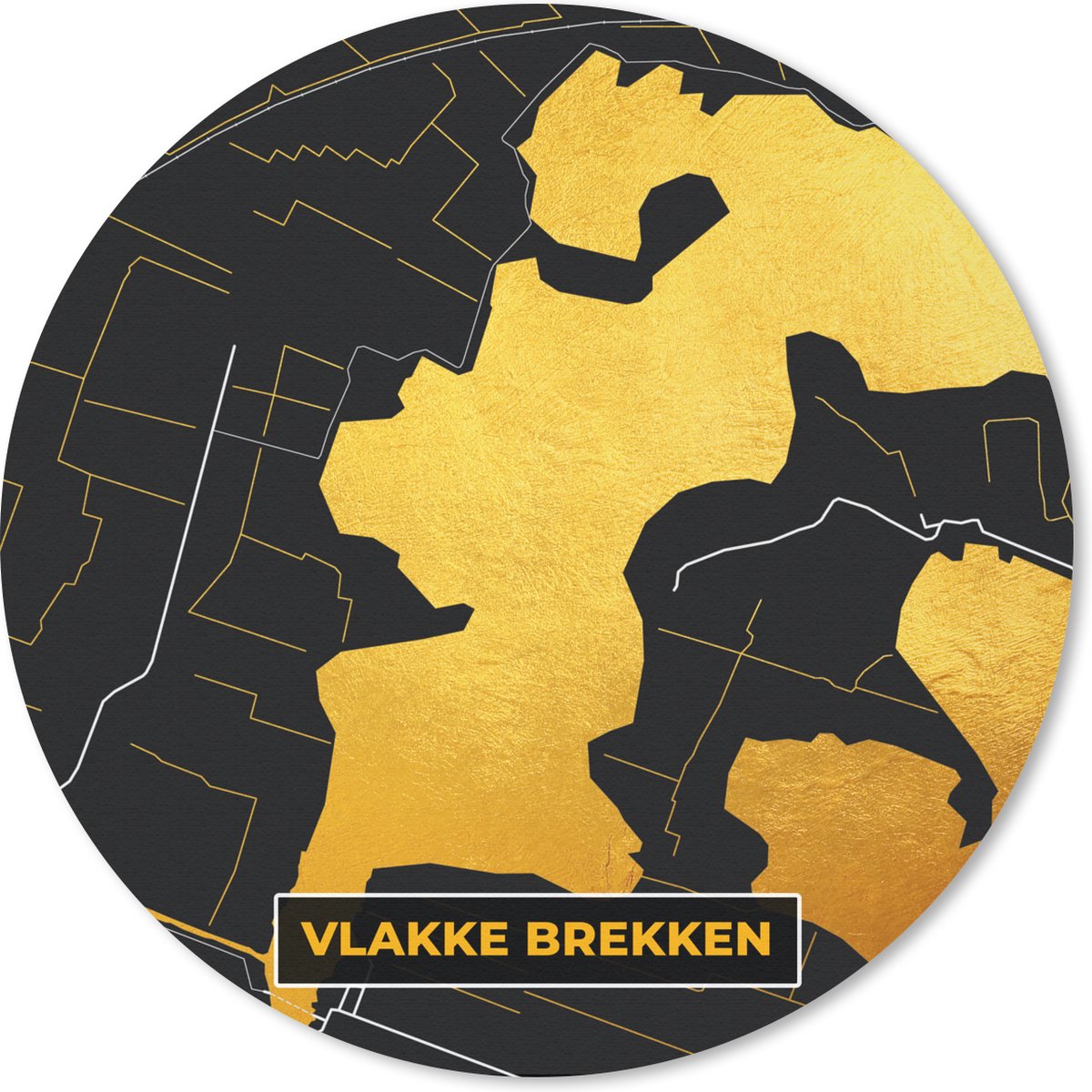 Muismat - Mousepad - Rond - Kaart - Plattegrond - Stadskaart - Nederland - Vlakke Brekken - 50x50 cm - Ronde muismat