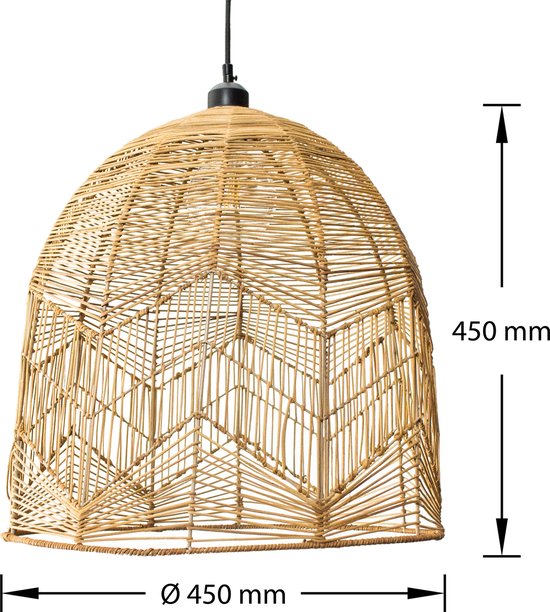 Rotan / Rieten Hanglamp - Handgemaakt - Naturel - Ø45 cm