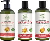 PETAL FRESH - Rose & Honeysuckle -  Bath & Shower Gel + Shampoo + Conditioner - 3 Pak
