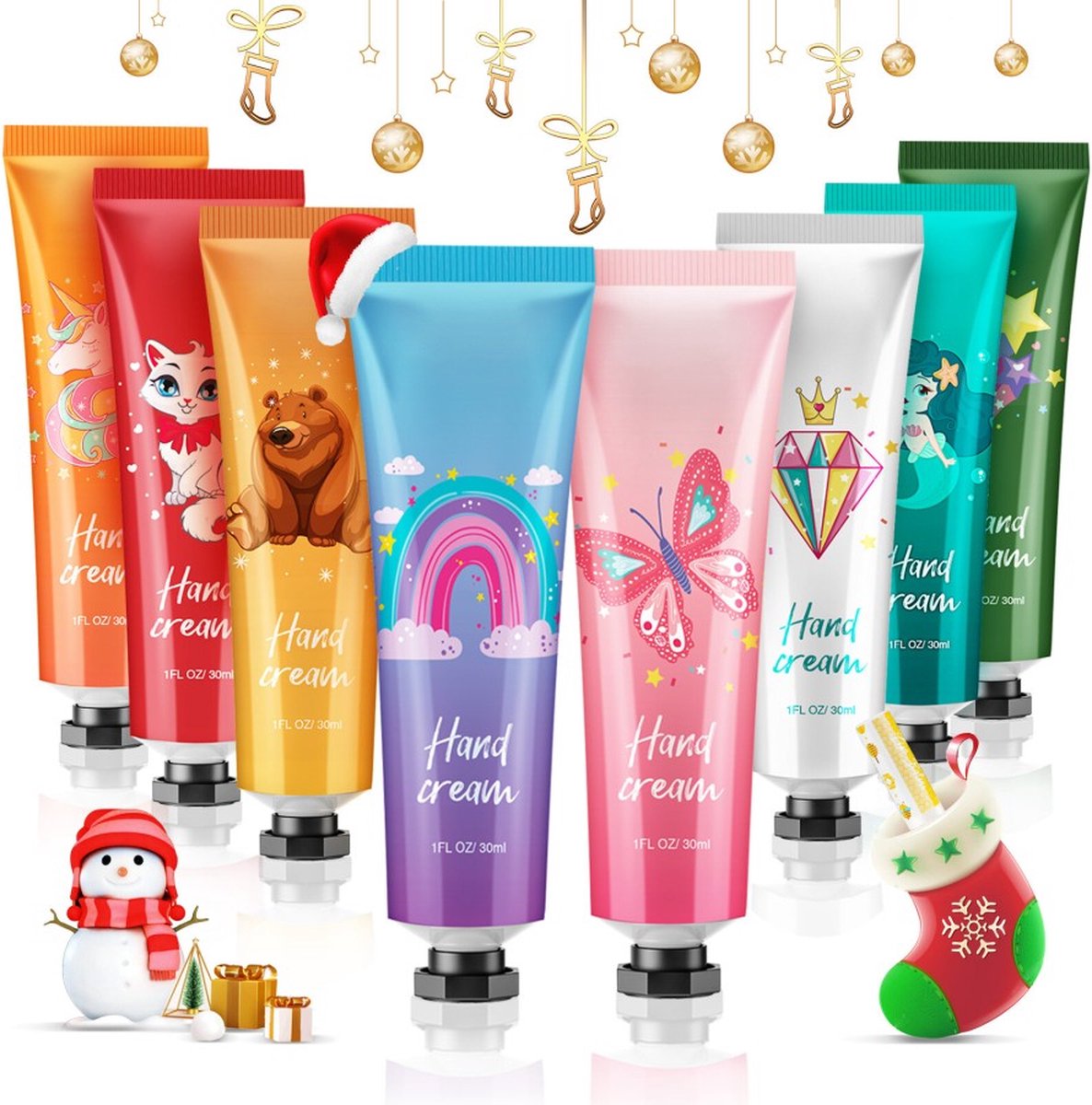 Negen stuks handcrème cadeauset Reisformaat handlotion