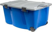 Opbergbox met Deksel - Kunststof Wielen - 80x52x41cm Blauw Zilver