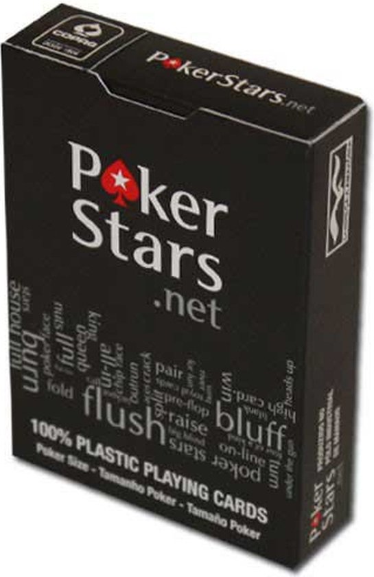 Thumbnail van een extra afbeelding van het spel 2x PokerStars Plastic Kaartspel (duo-pack) | Waterdicht | Buigvrij en kreukvrij | Flexibel | Speelkaarten voor poker - Zwart (2x)