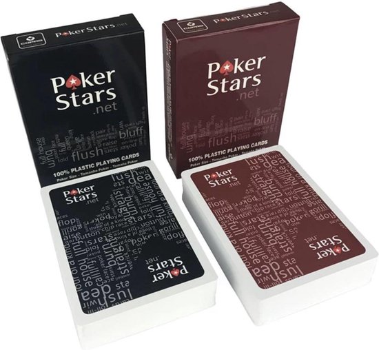 Afbeelding van het spel 2x PokerStars Plastic Kaartspel (duo-pack) | Waterdicht | Buigvrij en kreukvrij | Flexibel | Speelkaarten voor poker - Zwart + Rood