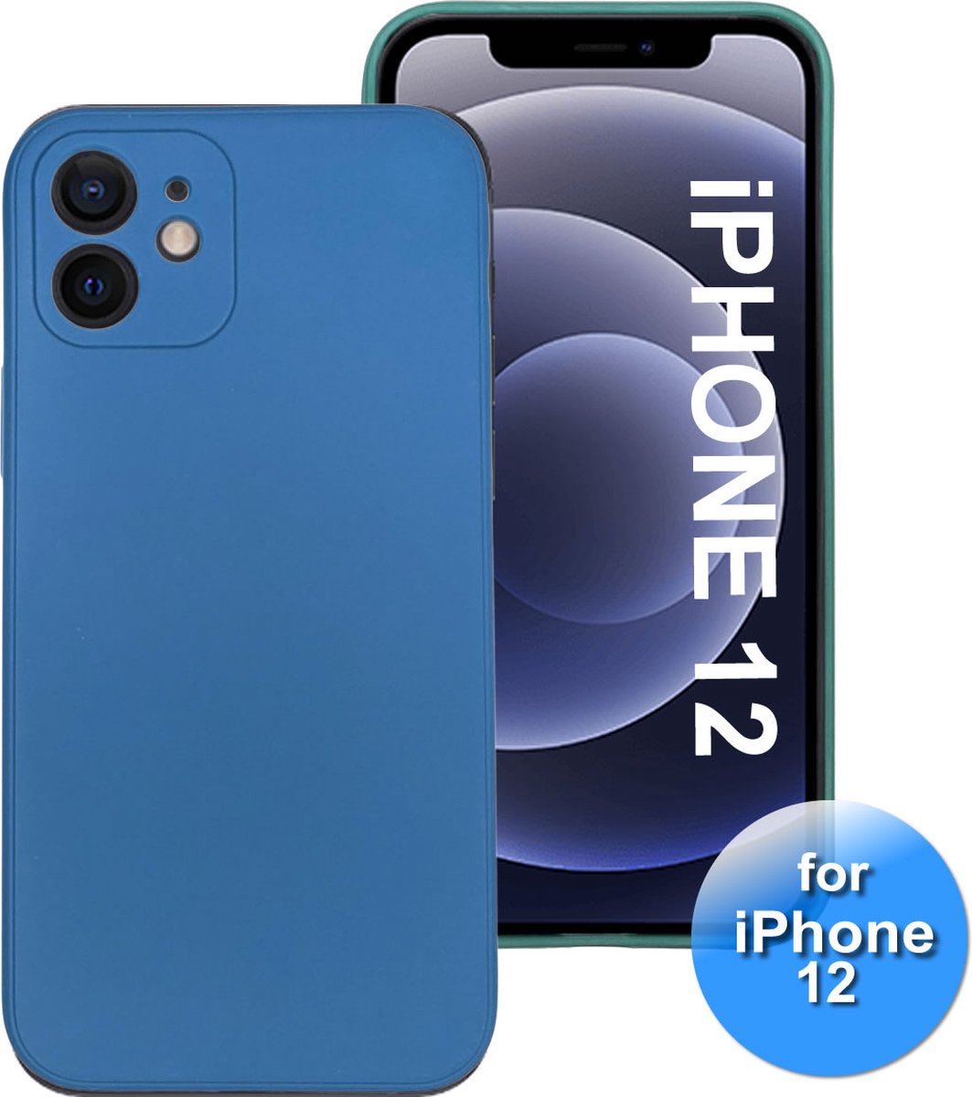 Hoesje geschikt voor iPhone 12 - telefoonhoesje - Back Cover - Siliconen - Donker Blauw