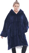 Goliving fleece deken met mouwen - Hoodie deken - Plaid hoodie - Voor volwassenen - Fleece cape - Groot - 1000G - Blauw