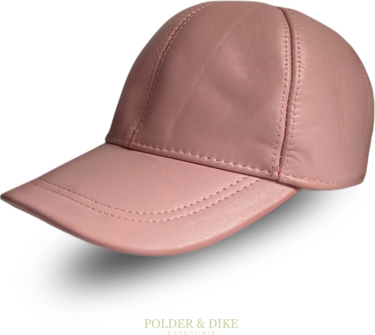 POLDER & DIKE - Cap - BaseBall Pet - The Yankee - roze - Vintage Pink - Echt leer