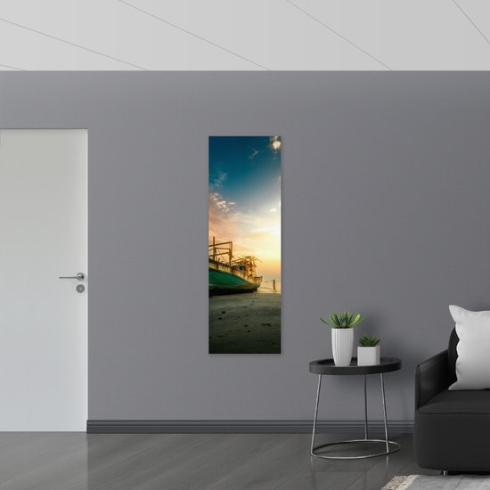 WallClassics - Dibond - Vieux navire échoué - Photo sur aluminium 50x150 cm (avec système de suspension)