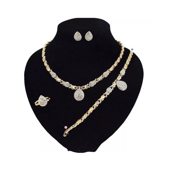 Dames Sieradenset Met Amber Hanger En Verstelbare Vergulde Zilveren Ketting