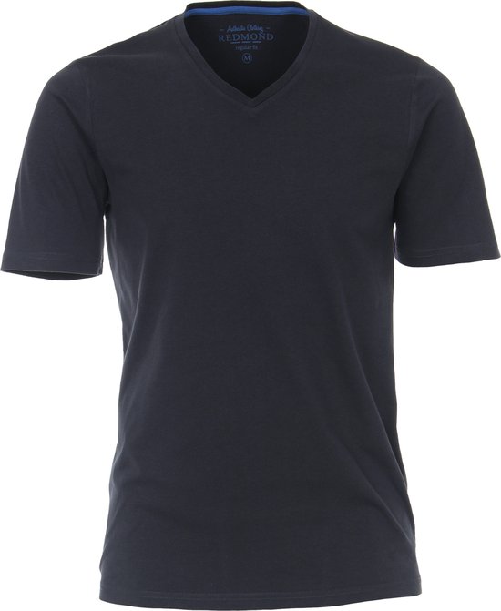 Redmond regular fit T-shirt - korte mouw V-hals - blauw - Maat: L