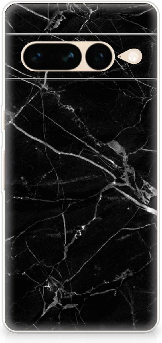 Google Pixel 7 Pro TPU Siliconen Hoesje Marmer Zwart - Origineel Cadeau Vader
