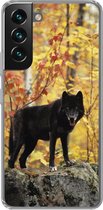 Geschikt voor Samsung Galaxy S22 Plus hoesje - Wolf - Rots - Boom - Siliconen Telefoonhoesje