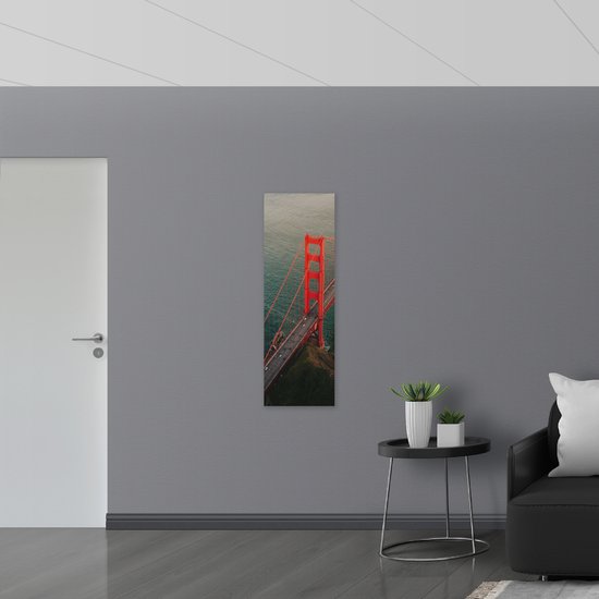 WallClassics - Bois - Pont rouge sur l' Water - 40x120 cm - 12 mm d'épaisseur - Photo sur bois (avec système de suspension)
