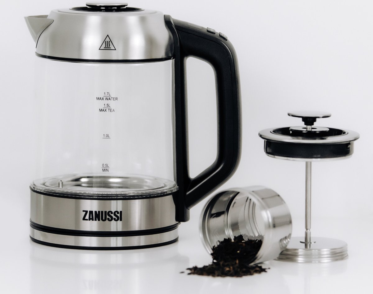 Bouilloire-théière Zanussi KEZ81 1.7L - Lumières LED Changeantes - Panier à Thé - 2200W - Arrêt Automatique